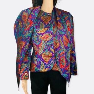 Anna Balena  Vibrant Vintage RENAISSANCE JACKET with throw over attached Scarf